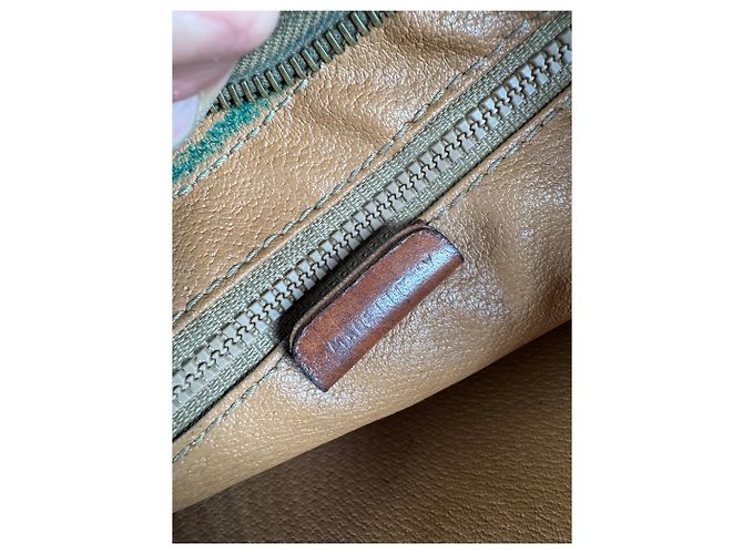 Triomphe Céline Clutch in Pelle Monogramma Celine Paris Vintage Beige Marrone - vista 4