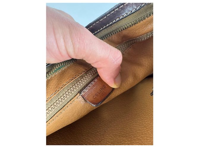 Triomphe Céline Clutch in Pelle Monogramma Celine Paris Vintage Beige Marrone - vista 5