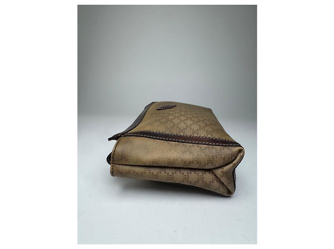 Triomphe Céline Clutch in Pelle Monogramma Celine Paris Vintage Beige Marrone - vista 7