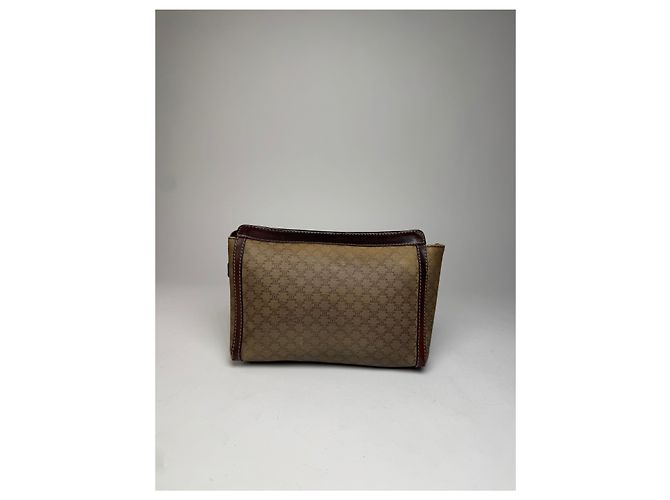 Triomphe Céline Clutch in Pelle Monogramma Celine Paris Vintage Beige Marrone - vista 8