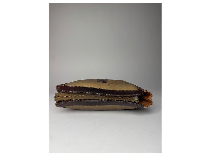 Triomphe Céline Clutch in Pelle Monogramma Celine Paris Vintage Beige Marrone - vista 9