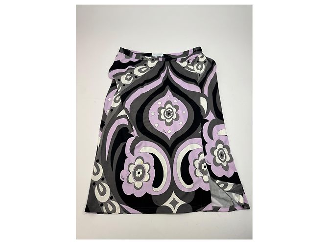Vintage Emilio Pucci Viskose Abstract Rock XS Lila - Ansicht 4