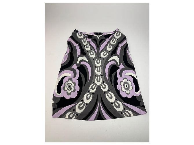 Vintage Emilio Pucci Viskose Abstract Rock XS Lila - Ansicht 9