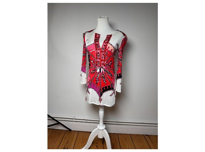 Vintage Emilio Pucci Abstraktes Kleid / Oberteil Rot Weiß XS - Ansicht 12