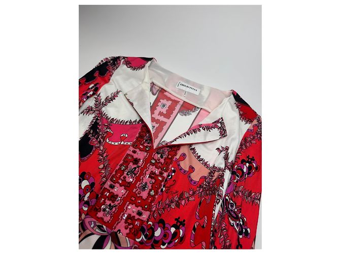 Vintage Emilio Pucci Abstraktes Kleid / Oberteil Rot Weiß XS - Ansicht 5