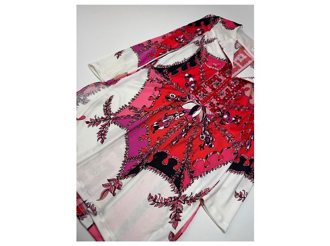 Vintage Emilio Pucci Abstraktes Kleid / Oberteil Rot Weiß XS - Ansicht 6