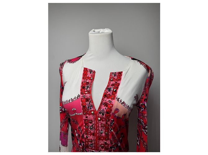 Vintage Emilio Pucci Abstraktes Kleid / Oberteil Rot Weiß XS - Ansicht 8