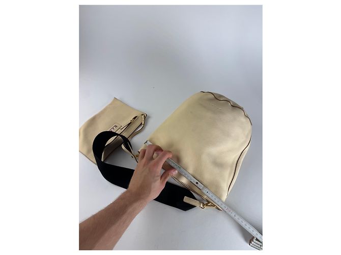 Vintage Marni Leder Eimer Tasche Beige Schwarz - Ansicht 10