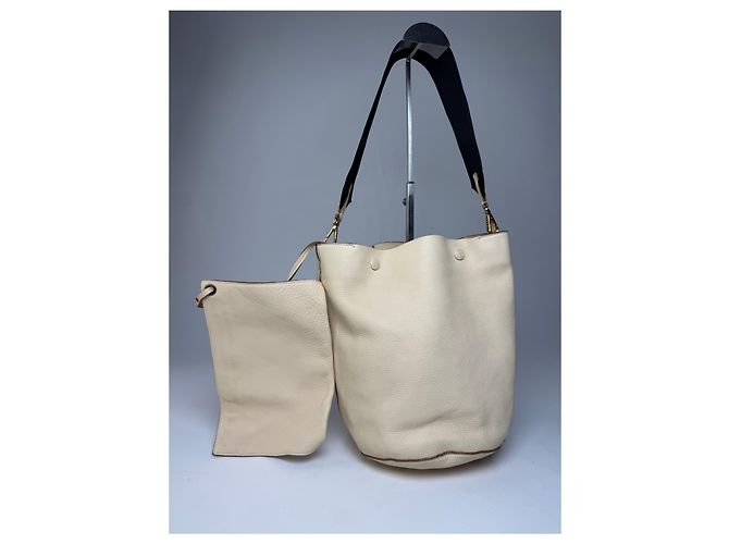 Vintage Marni Leder Eimer Tasche Beige Schwarz - Ansicht 2