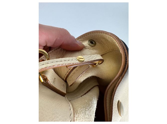 Vintage Marni Leder Eimer Tasche Beige Schwarz - Ansicht 4