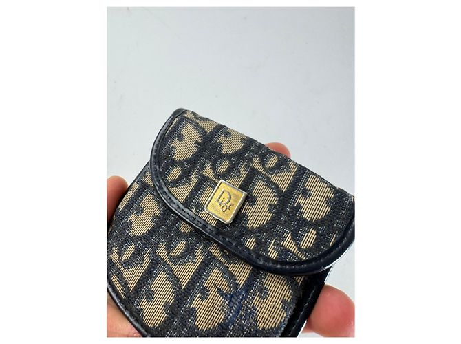 Vintage Dior Oblique Monogram Purse Beige Navy - view 3