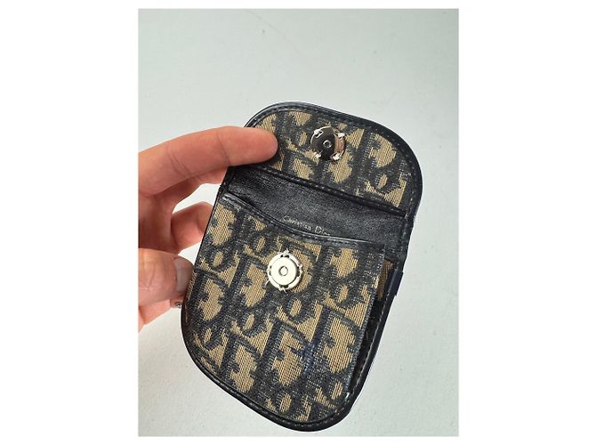 Vintage Dior Oblique Monogram Purse Beige Navy - view 4