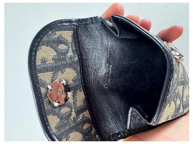 Vintage Dior Oblique Monogram Purse Beige Navy - view 6