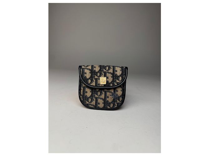 Vintage Dior Oblique Monogram Purse Beige Navy - view 9