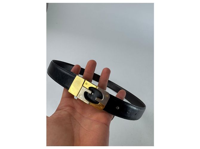 Vintage Gucci Leder Gürtel aus den 70ern schwarz - Ansicht 2