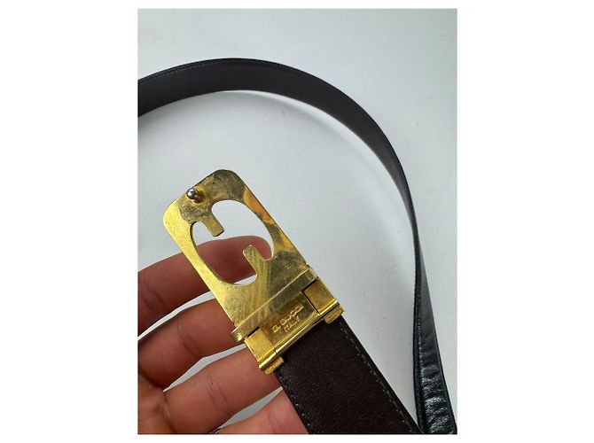 Vintage Gucci Leder Gürtel aus den 70ern schwarz - Ansicht 5