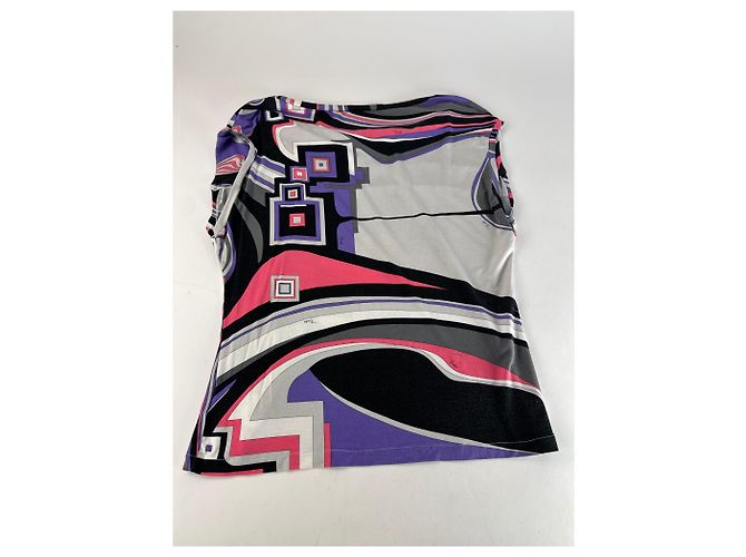 Vintage Emilio Pucci abstraktes mehrfarbiges Oberteil XL - Ansicht 10