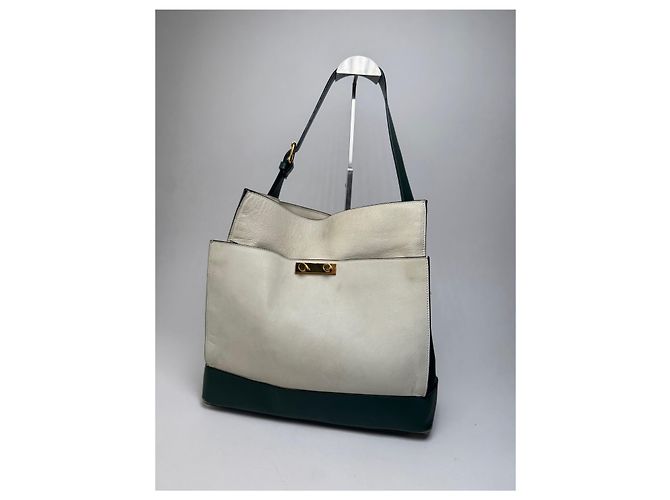Vintage Marni Leder Tasche Weiß Grün - Ansicht 10