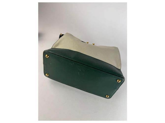 Vintage Marni Leder Tasche Weiß Grün - Ansicht 11