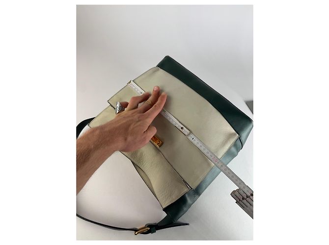 Vintage Marni Leder Tasche Weiß Grün - Ansicht 12