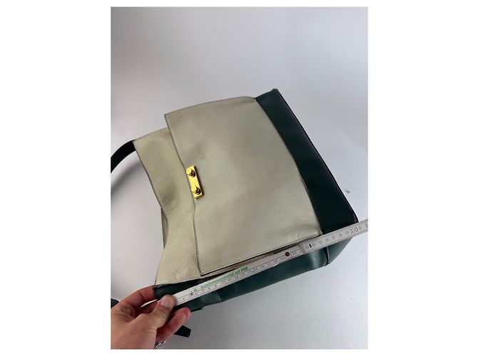 Vintage Marni Leder Tasche Weiß Grün - Ansicht 13