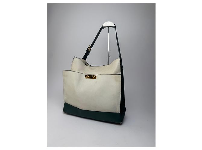 Vintage Marni Leder Tasche Weiß Grün - Ansicht 15