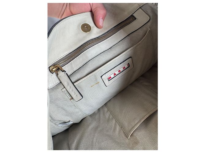 Vintage Marni Leder Tasche Weiß Grün - Ansicht 4