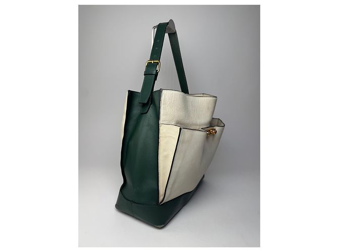 Vintage Marni Leder Tasche Weiß Grün - Ansicht 5