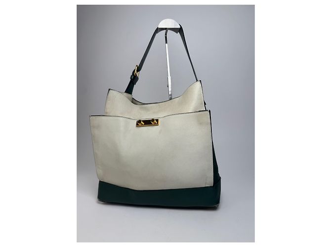Vintage Marni Leder Tasche Weiß Grün - Ansicht 6
