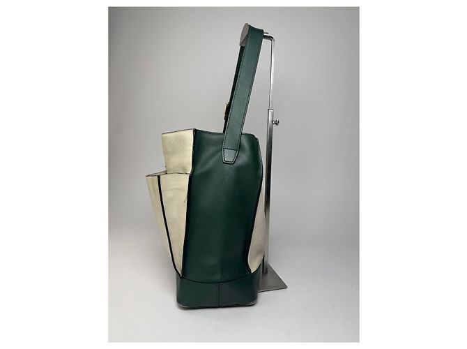 Vintage Marni Leder Tasche Weiß Grün - Ansicht 7