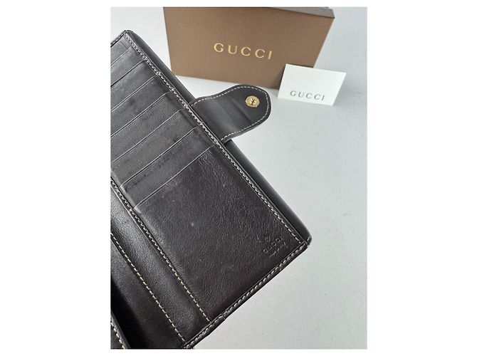 Vintage Gucci Monogram Wallet Brown - view 8