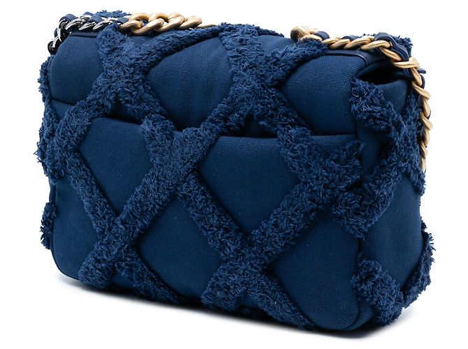Chanel 19 Chanel Media in Tela e Cotone 19 con patta Blu - vista 2