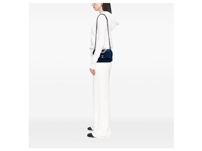 Chanel 19 Chanel Media in Tela e Cotone 19 con patta Blu - vista 7
