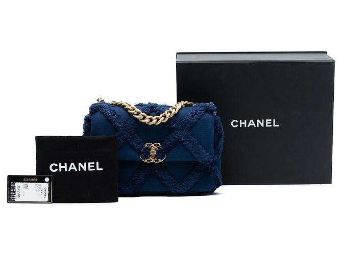 Chanel 19 Chanel Media in Tela e Cotone 19 con patta Blu - vista 8