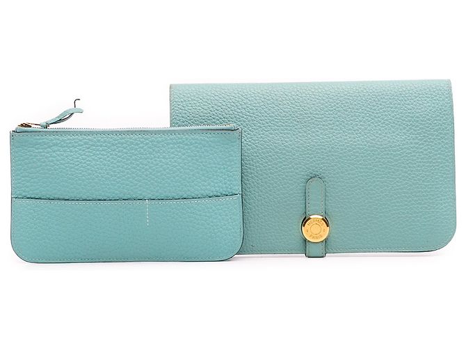 Hermès Togo Dogon Duo Cartera GM Azul - vista 11