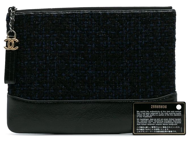 Chanel Medium Tweed y Cuero de ternera Gabrielle O Estuche Pochette Azul - vista 12