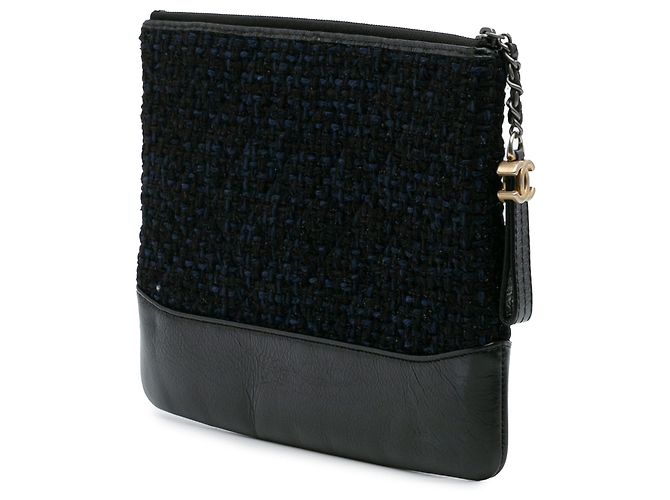 Chanel Medium Tweed y Cuero de ternera Gabrielle O Estuche Pochette Azul - vista 2