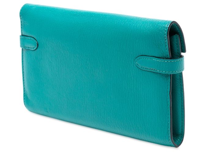 Cartera Larga Kelly en Chevre Mysore de Hermès Azul - vista 2