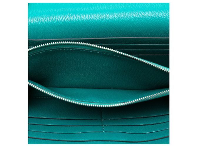 Cartera Larga Kelly en Chevre Mysore de Hermès Azul - vista 4