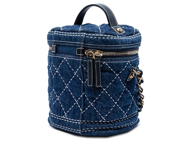 Vanity Vanità Chanel CC Matelassé Jean Trip con catena Blu - vista 2