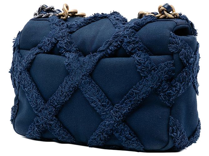 Chanel 19 Chanel Media in Tela e Cotone 19 con patta Blu - vista 2