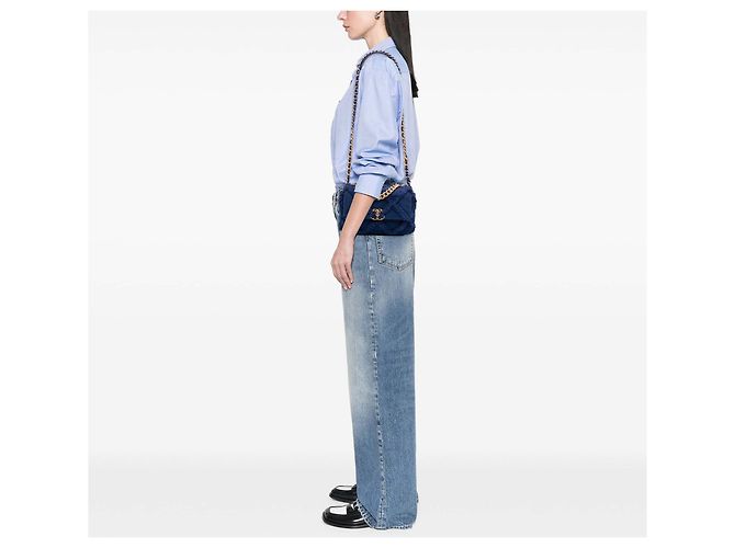 Chanel 19 Chanel Media in Tela e Cotone 19 con patta Blu - vista 11