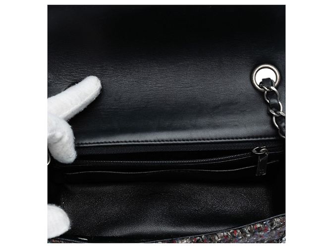 Chanel Mini Rectangular Clásico Tweed Trenzado Simple cartera Negro - vista 4