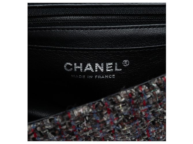 Chanel Mini Rectangular Clásico Tweed Trenzado Simple cartera Negro - vista 5