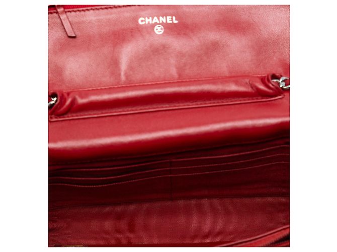 Wallet On Chain Chanel CC Matelassé Lammleder Geldbörse mit Kette Rot - Ansicht 4