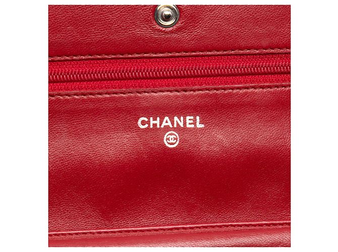 Wallet On Chain Chanel CC Matelassé Lammleder Geldbörse mit Kette Rot - Ansicht 5