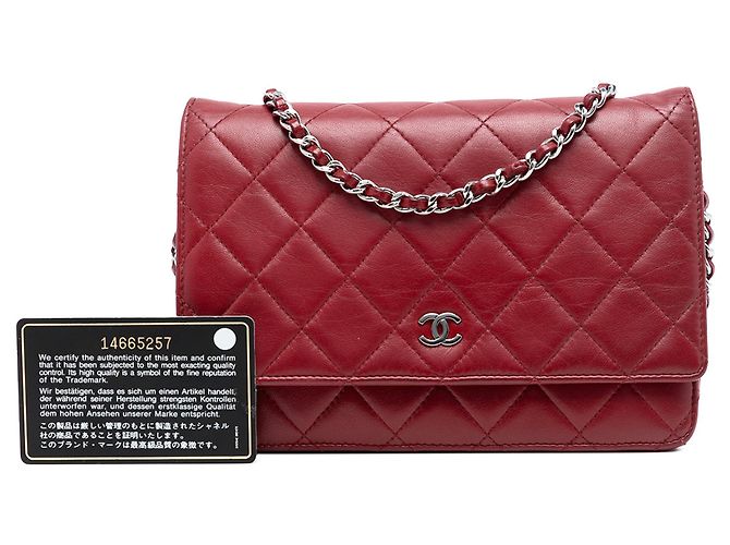 Wallet On Chain Chanel CC Matelassé Lammleder Geldbörse mit Kette Rot - Ansicht 8