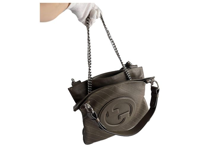 Gucci Borsa hobo in pelle Blondie piccola taupe - vista 9