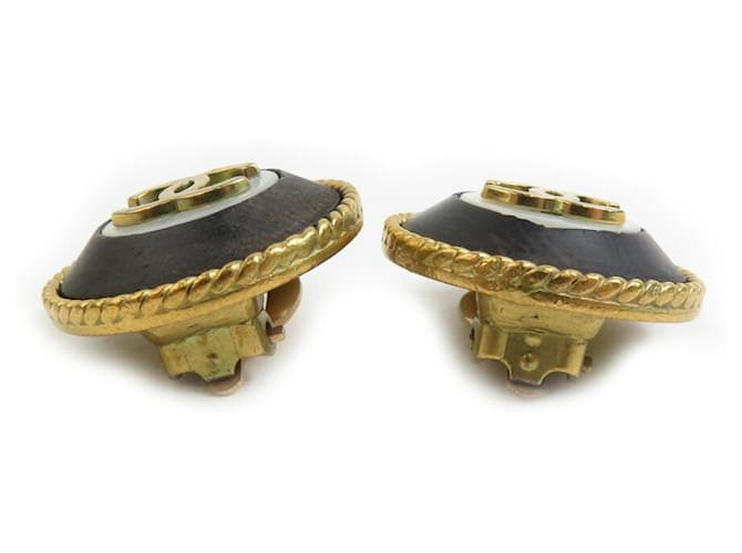 Orecchini Clip Coco Mark di Chanel Nero Bianco D'oro - vista 3