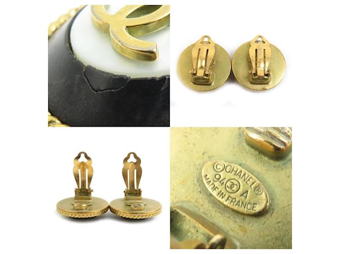 Orecchini Clip Coco Mark di Chanel Nero Bianco D'oro - vista 4